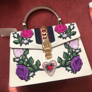 Medium Sylvie Floral Patch Top Handle Bag